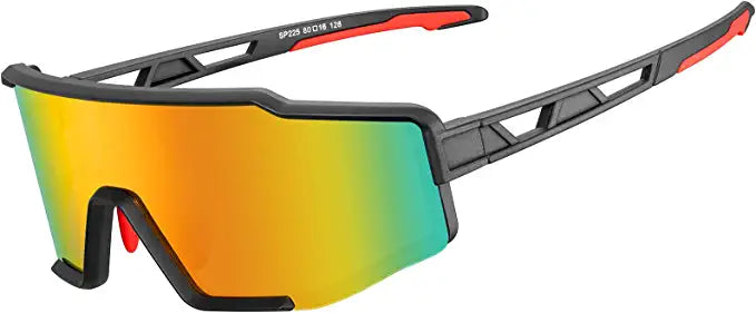 Polarized Sports Sunglasses for Men - Riding, Running, Golf, Fishing,  Tennis - Black Gray - UV Protection