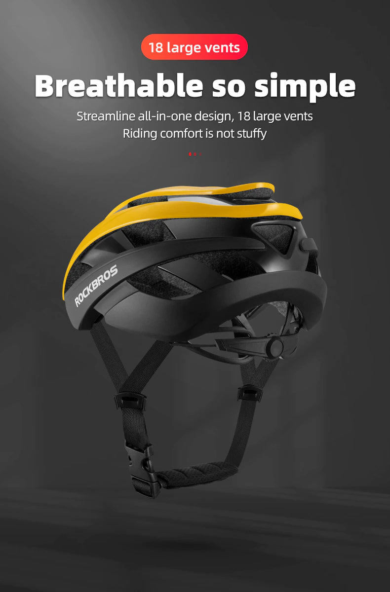 ROCKBROS Bicycle Helmet – Yellow/Black