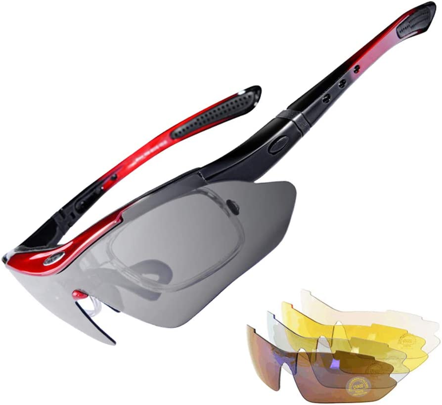 Polarized Multi Lens Sports Sunglasses - Red
