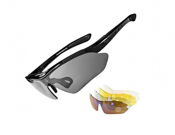 Polarized Multi Lens Sports Sunglasses - Black