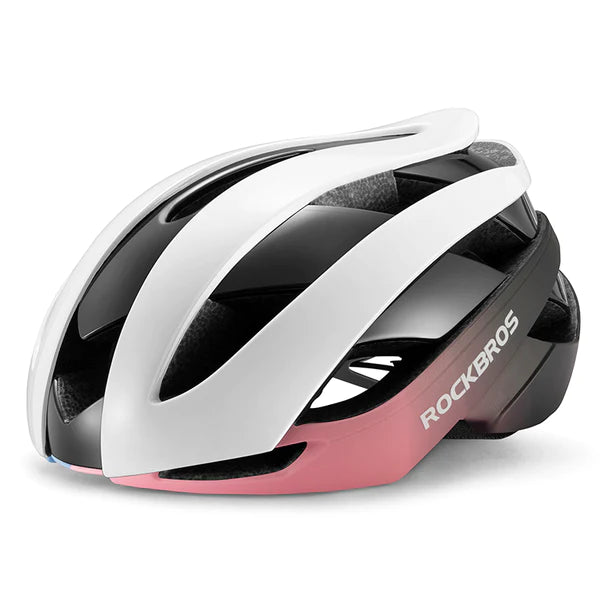 ROCKBROS Bicycle Helmet – White with Pink/Blue
