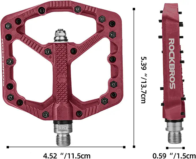 ROCKBROS MTB Nylon Fiber Bicycle Pedals - Red (Pair)