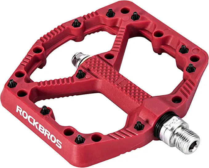 ROCKBROS MTB Nylon Fiber Bicycle Pedals - Red (Pair)